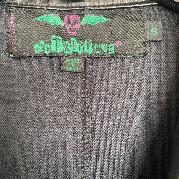 VTG Tripp NYC Patent Leather Collared Mini Dress Size Small Black Gothic Punk - Picture 6 of 6